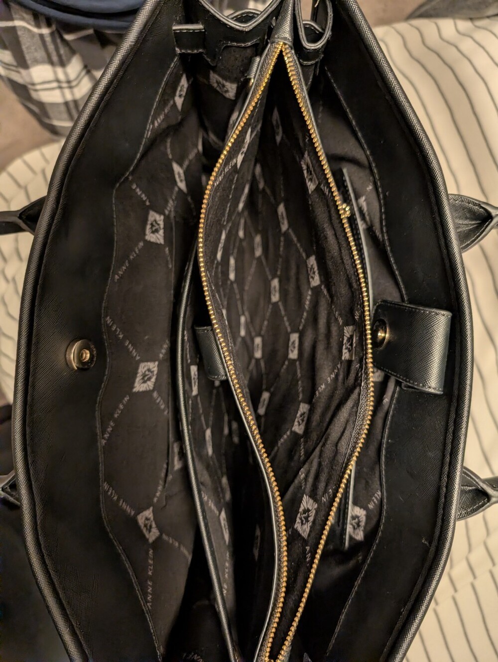 Anne Klein Black Structured Tote with Top Handles - Picture 9 of 12